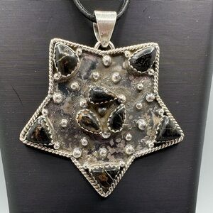 ⭐️ Blackjack Turquoise Star Sterling Silver 925 Pendant Handmade Black Jack